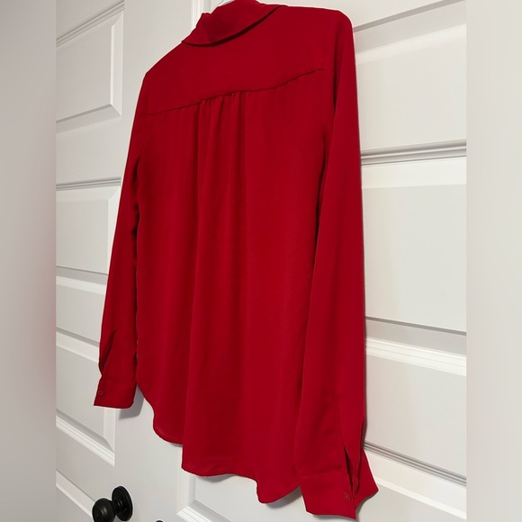 Ann Taylor Camp Shirt Red Blouse - Picture 7 of 8
